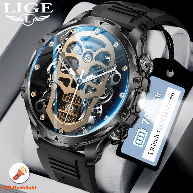 Smartwatch Latest Watches For Men - LIGE 700mah batería grande linterna reloj