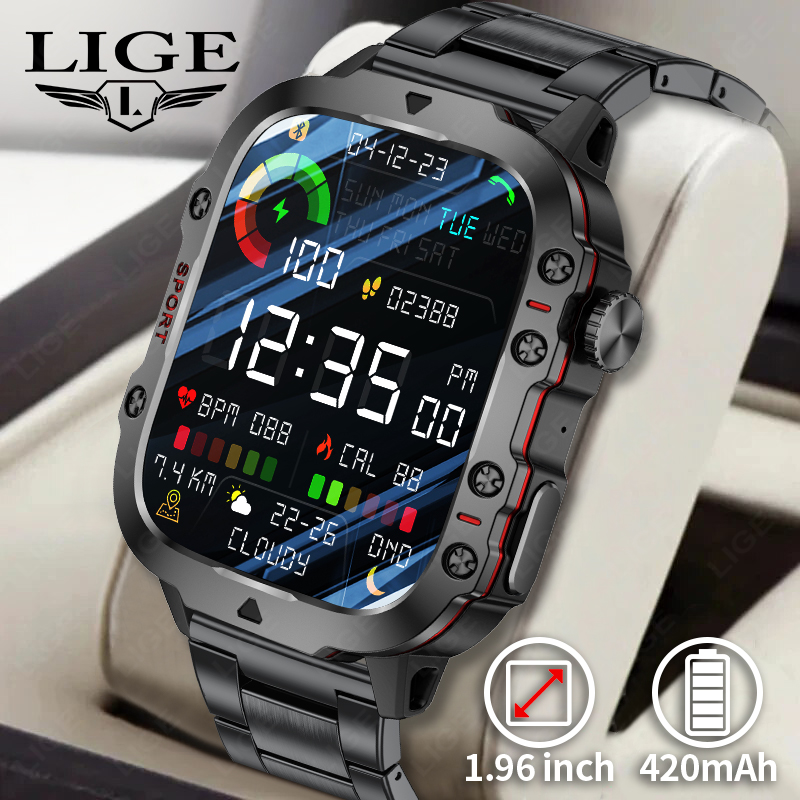 Smartwatch Rugged Watches For Men - Reloj inteligente militar resistente para hombre,