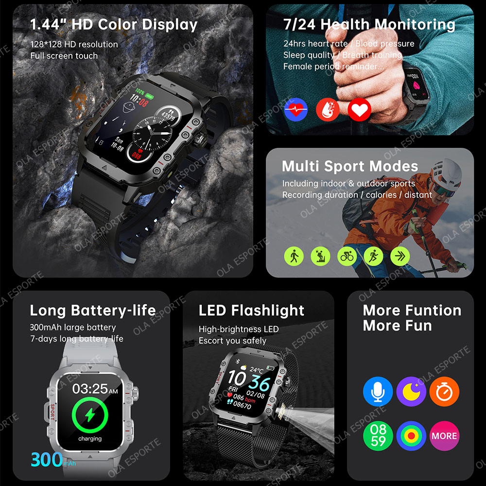 Reloj Inteligente Militar Resi - Smartwatch Rugged Watches For Men reseña y precio