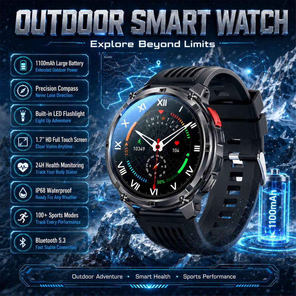 Nuevo Reloj Inteligente YAOCX  - Smartwatch Rugged Watches For Men reseña y precio
