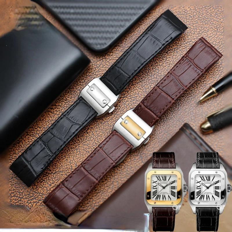 Correa de reloj de cuero genui - Cartier Watch Santos reseña y precio