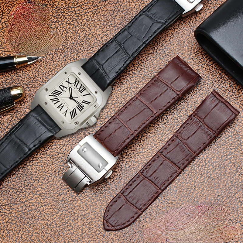 Correa de reloj de cuero genui - Cartier Watch Santos reseña y precio