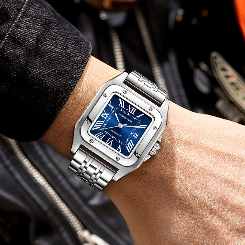 Reloj mecánico automático cuad - Cartier Watch Santos reseña y precio